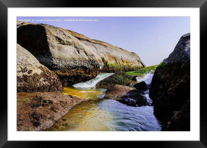 Rocky sea inlet at Someshwar, Mangalore, India Framed Mounted Print by Lucas D'Souza