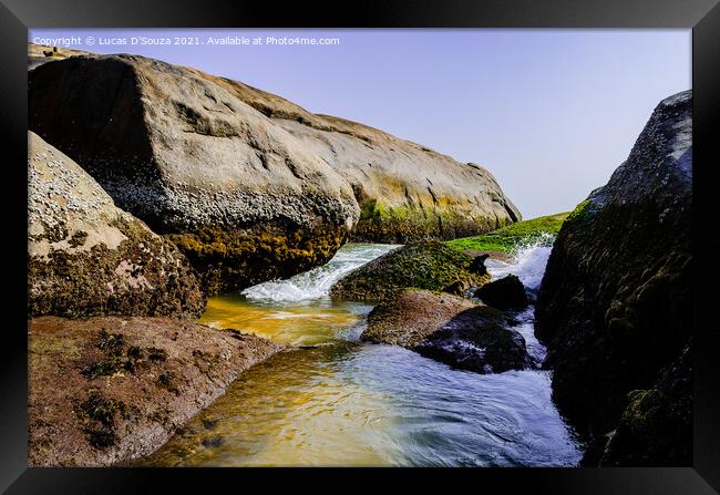 Rocky sea inlet at Someshwar, Mangalore, India Framed Print by Lucas D'Souza