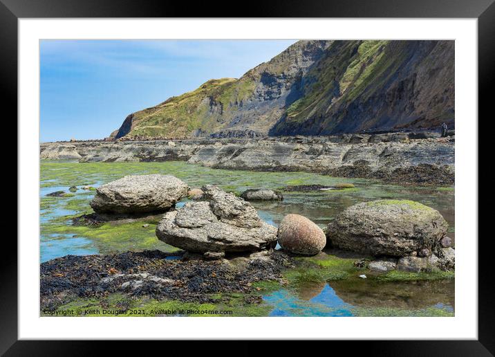 Rocks in Robin Hoods Bay, North Yorkshire Framed Mounted Print by Keith Douglas