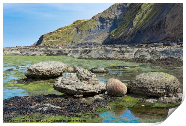 Rocks in Robin Hoods Bay, North Yorkshire Print by Keith Douglas