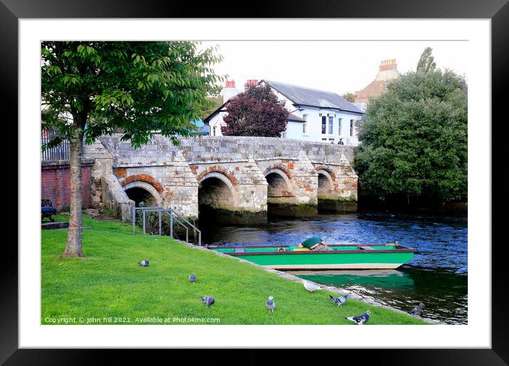 Quartley's Bridge, Christchurch, Dorset. Framed Mounted Print by john hill