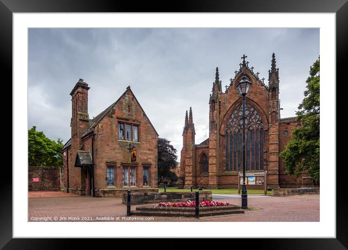 Carlisle Cathedral and Cathedral Lodge Antiques Framed Mounted Print by Jim Monk
