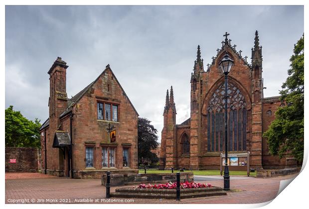 Carlisle Cathedral and Cathedral Lodge Antiques Print by Jim Monk