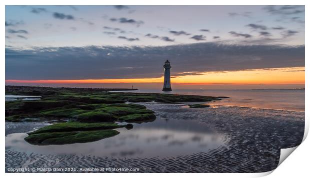 New Brighton lighthouse Print by Marcia Reay