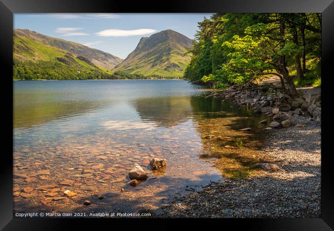 Buttermere in the sun Framed Print by Marcia Reay