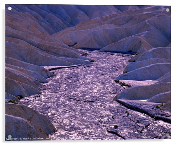 Dry River at Zabriskie Point Acrylic by Mark Sunderland