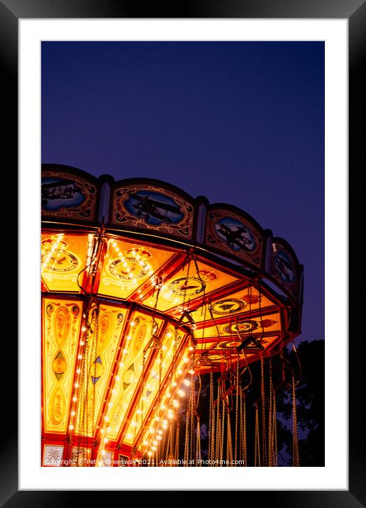 Vintage Steam Powered 'Chair-o-Plane' Carousel Framed Mounted Print by Peter Greenway