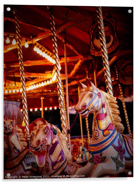 Vintage Carousel Horses Acrylic by Peter Greenway