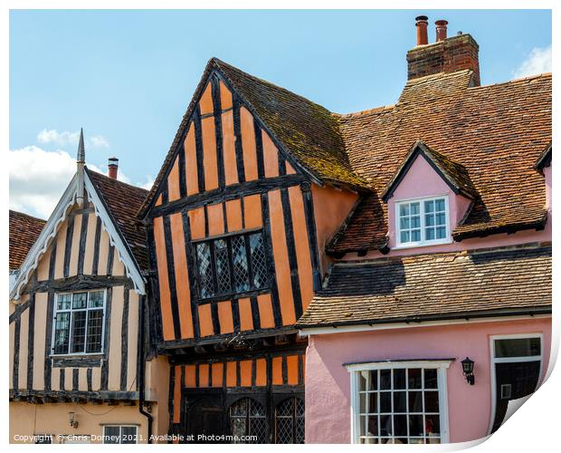 The Crooked House in Lavenham, Suffolk Print by Chris Dorney