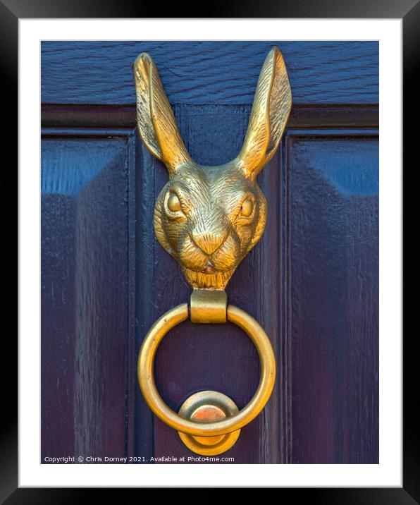 Hare Door Knocker Framed Mounted Print by Chris Dorney