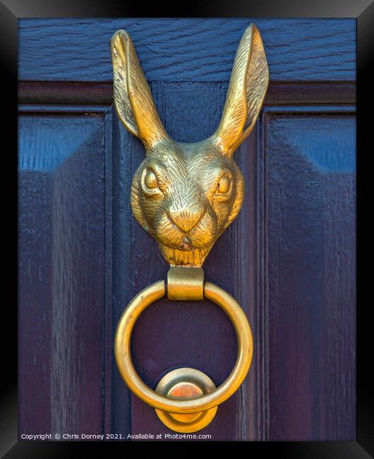 Hare Door Knocker Framed Print by Chris Dorney
