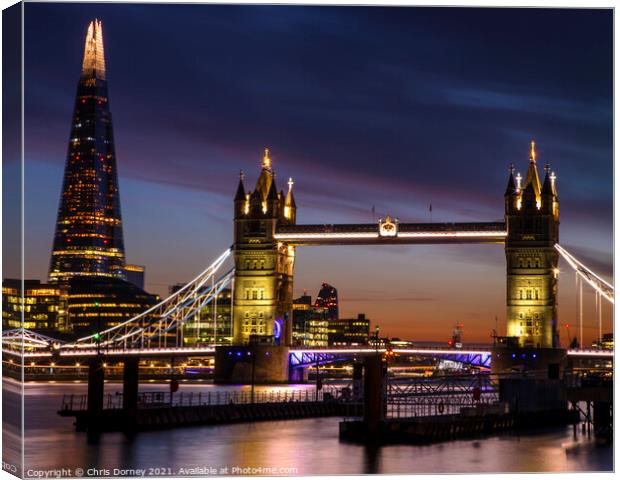 Tower Bridge and the Shard in London, UK Canvas Print by Chris Dorney