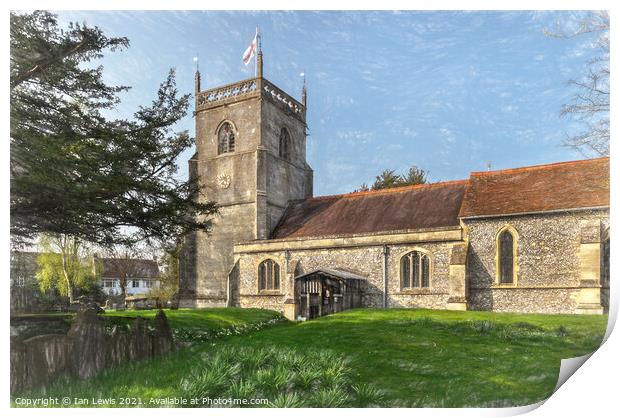 Blewbury Church in Oxfordshire Print by Ian Lewis
