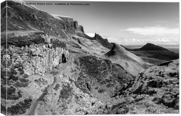 The Quiraing Skye monochrome Canvas Print by Graham Moore