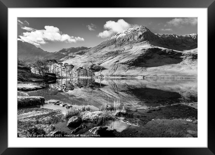 Buttermere, monochrome Framed Mounted Print by geoff shoults