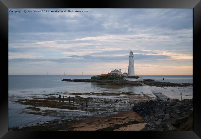 St Mary's Island and Lighthouse in August (2) Framed Print by Jim Jones