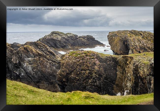 Rocks and Point at the Butt of Lewis Framed Print by Peter Stuart