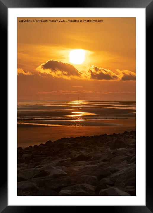 Sunrise Rhyl North wales Framed Mounted Print by christian maltby