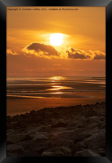 Sunrise Rhyl North wales Framed Print by christian maltby