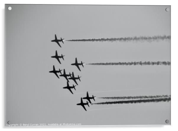 Majestic Red Arrows Fly Past Acrylic by Beryl Curran