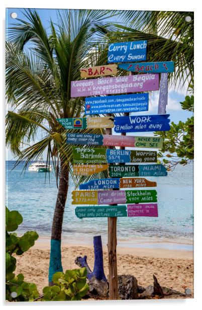Sign Post on Bequia Acrylic by Roger Green