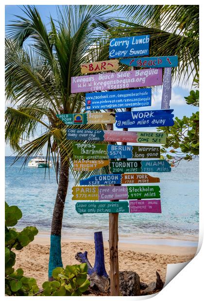 Sign Post on Bequia Print by Roger Green