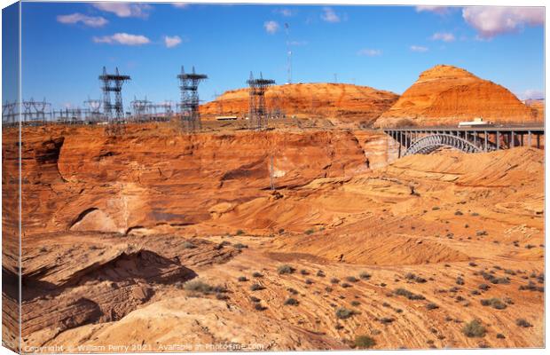 Glen Canyon Dam Electric Power Towers Lines Arizona Canvas Print by William Perry