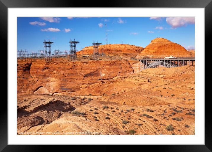Glen Canyon Dam Electric Power Towers Lines Arizona Framed Mounted Print by William Perry