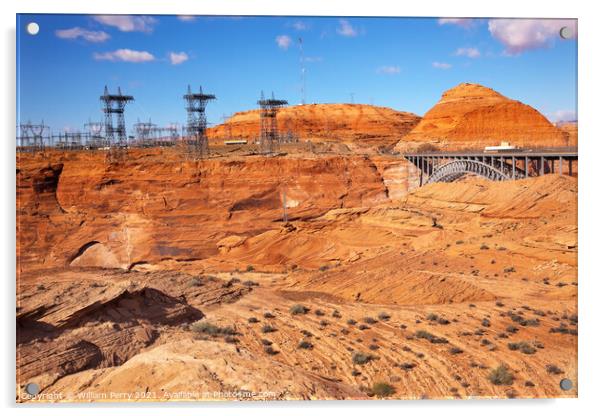 Glen Canyon Dam Electric Power Towers Lines Arizona Acrylic by William Perry