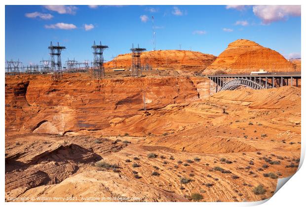 Glen Canyon Dam Electric Power Towers Lines Arizona Print by William Perry