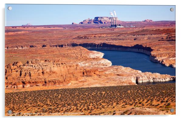 Navaho Generating Station Lake Powell Glen Canyon Recreation Are Acrylic by William Perry