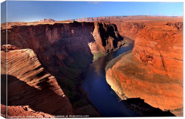 Left Side Horseshoe Bend Glen Canyon Overlook Colorado River Pag Canvas Print by William Perry