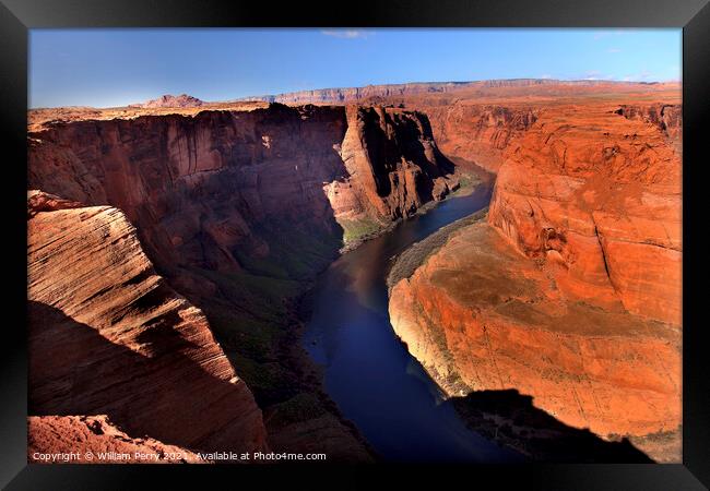 Left Side Horseshoe Bend Glen Canyon Overlook Colorado River Pag Framed Print by William Perry