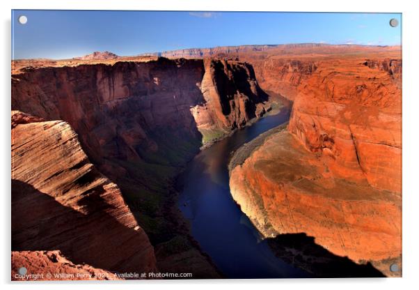 Left Side Horseshoe Bend Glen Canyon Overlook Colorado River Pag Acrylic by William Perry