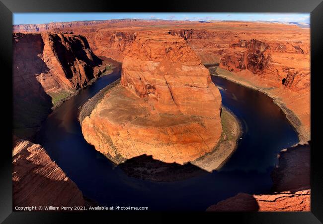 Horseshoe Bend Glen Canyon Overlook Colorado River Page Arizona Framed Print by William Perry