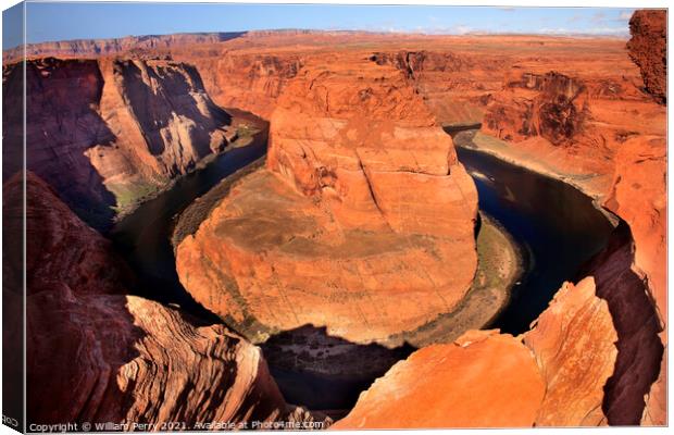 From the Rim Horseshoe Bend Glen Canyon Overlook Colorado River Canvas Print by William Perry