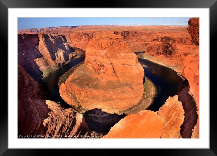 From the Rim Horseshoe Bend Glen Canyon Overlook Colorado River Framed Mounted Print by William Perry