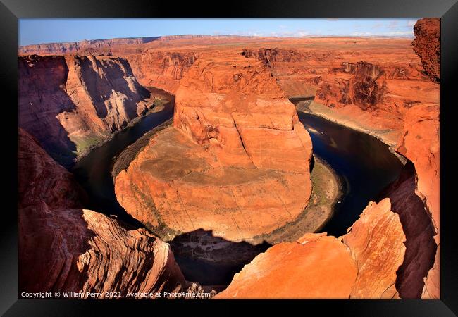 From the Rim Horseshoe Bend Glen Canyon Overlook Colorado River Framed Print by William Perry