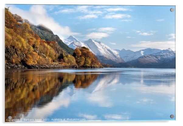 Loch Duich Five Sisters Reflection Scotland. Acrylic by Barbara Jones