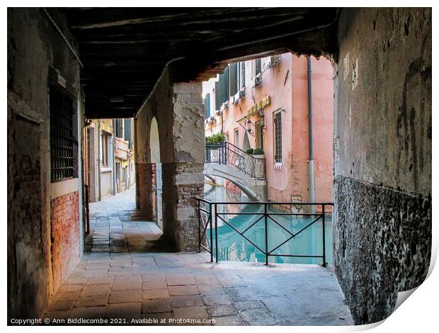 A street in Venice Print by Ann Biddlecombe