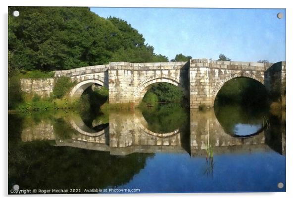 Stone Bridge Reflecting Tranquility Acrylic by Roger Mechan