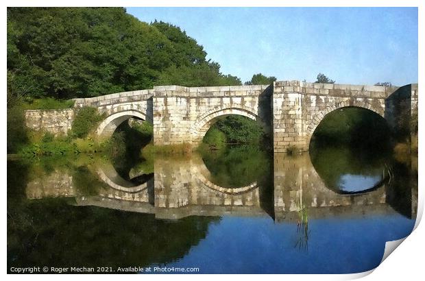 Stone Bridge Reflecting Tranquility Print by Roger Mechan