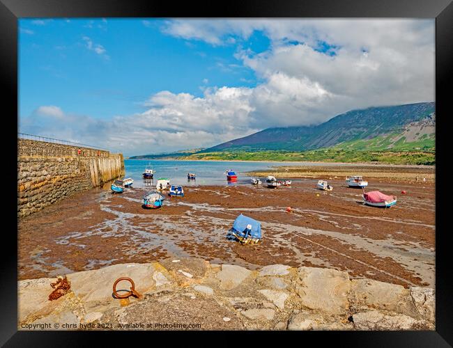 Trefor Harbour and Sea Wall  Framed Print by chris hyde