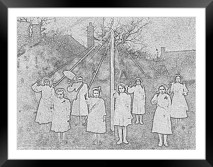 Maypole Dancers from Long Ago Framed Mounted Print by Mark Ward