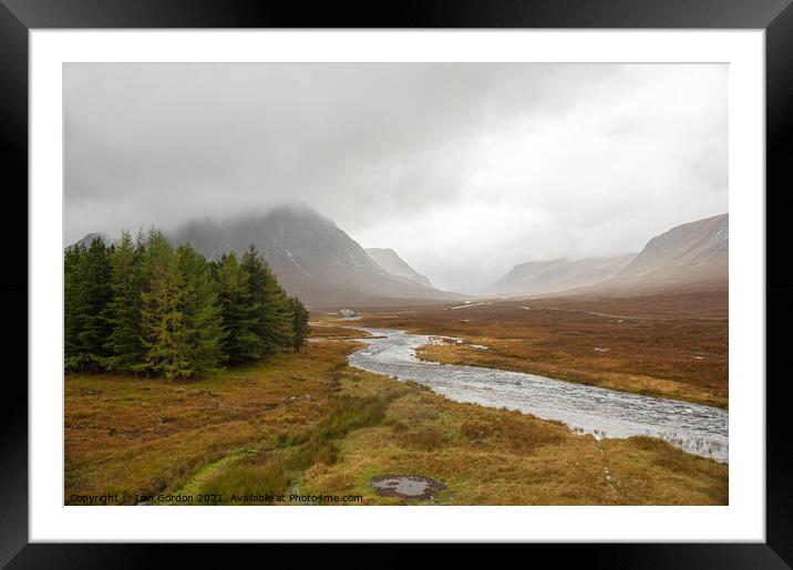 Moody Scottish Landscape - Glencoe Mountains Scotland Framed Mounted Print by Iain Gordon
