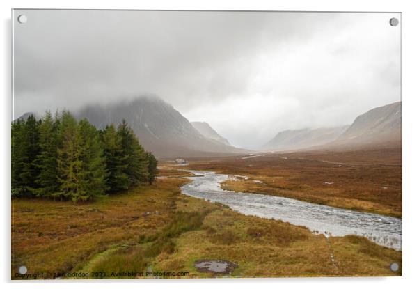 Moody Scottish Landscape - Glencoe Mountains Scotland Acrylic by Iain Gordon