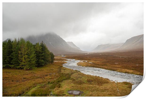 Moody Scottish Landscape - Glencoe Mountains Scotland Print by Iain Gordon