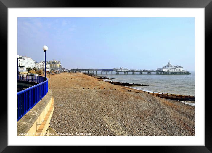 Eastbourne beach and pier, Sussex, UK. Framed Mounted Print by john hill