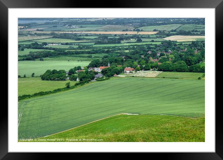 Wilmington Village East Sussex Framed Mounted Print by Diana Mower