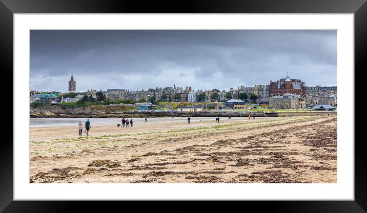St Andrews from West Sands Beach Framed Mounted Print by Jim Monk